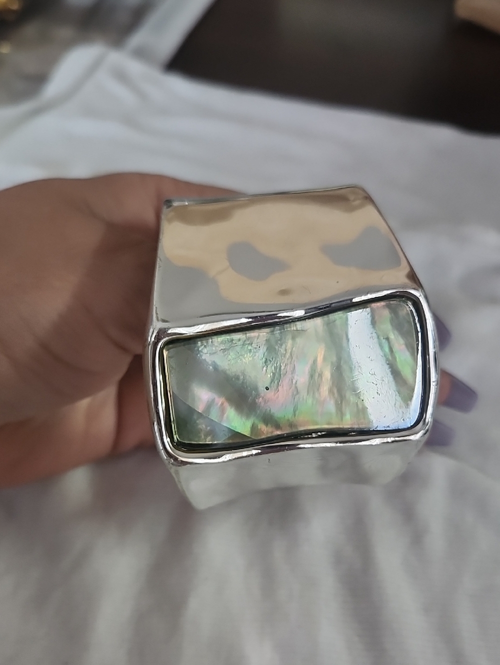 Abalone Inlay Cuff Bracelet - Iridescent